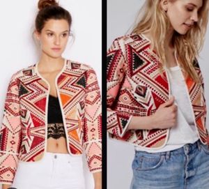 Original Topshop geometric embroidered jacket