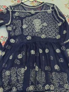 Navy Blue Embroidered Kurta luckhnovi
