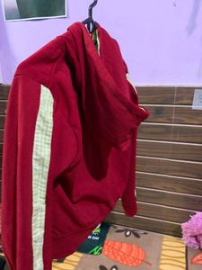 Red Cropped Zip-Up Hoodie
