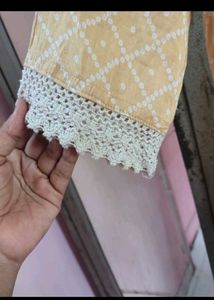 Peach Printed Kurta with White ant