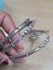 Silver Bangles with Charms