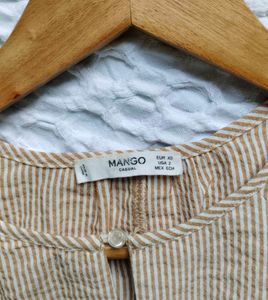 MANGO Striped Short Sleeve adjustable Top