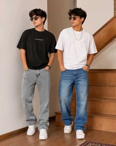 Men's Relaxed Fit Jeans (Grey & Blue) combo offer
