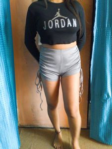 🤍✨Grey Ruched Bodycon Mini Shorts✨🤍