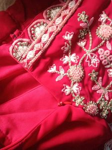 Vibrant Pink Embroidered Fusion Outfit