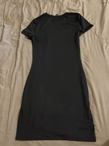mini black dress with slit
