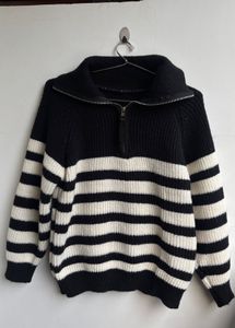 Urbanic Striped Half-Zip Sweater