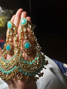 Stunning Turquoise &amp; Gold Statement Earrings