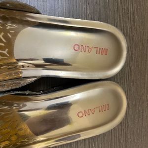 Gold Embellished Wedge Sandals