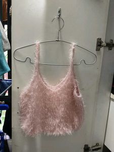 Pink Fuzzy Crop Tank Top