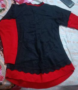 Red &amp; Black Knit Top