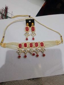 Elegant Red Stone Jewellery Set
