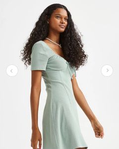 Sage Green Ribbed Coquette Dress
