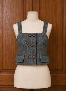 Chic Tweed Button-Up Top/ vest