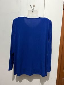 Blue Lace Detail Long Sleeve Top