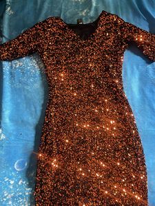 ✨ Black & Rose Gold Sequin Bodycon Party Dress |