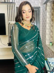 Elegant ready to wear Green Embellished Saree