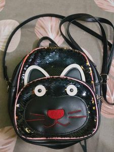 Cute Black Cat Sequin Backpack