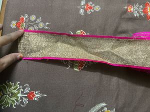 Vibrant Pink &amp; Gold Border lace