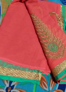 ✨💙elegant pink colour saree with blouse ✨🥰