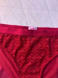 Red Lace Trim Briefs