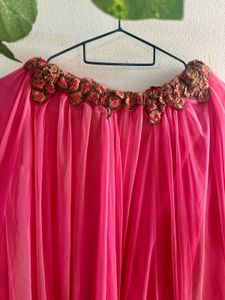 Flamingo pink Skirt-Palazzo &amp; Top Chunni Set
