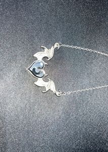 Gothic Black Heart &amp; Wings Necklace