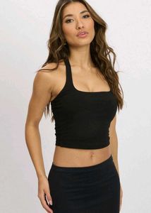 Black Padded Halter Neck Tank Top