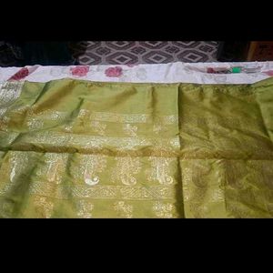Vibrant Green silk  Saree with Gold zari Weave