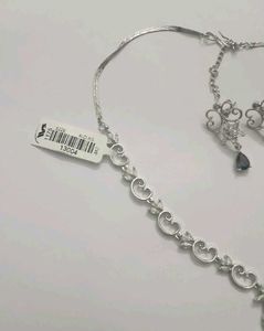 AD Elegant Silver Necklace &amp; Earring Set