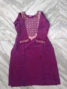 Embroidered Purple Kurta Set