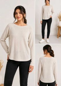 Cozy Beige Long Sleeve Tunic Top