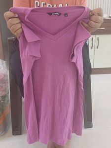 zudio Pink V-Neck T-Shirt
