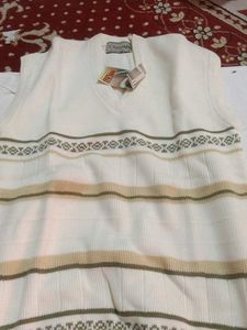 Men's White V-Neck Sweater