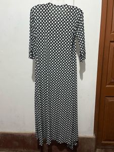 Monochrome Geometric Print Wrap Dress