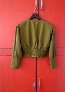 Olive Green Puff Sleeve Top