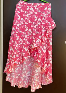 Chic Floral Print Ruffle Skirt