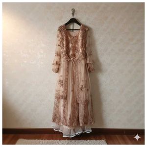 Elegant Peach Embellished Kurta Set