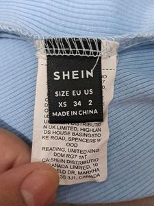 Shein Light Blue Tie-Front Ruched Top