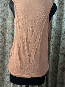 Beige Tank Top with Embellished Shoulders
