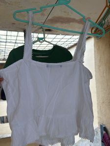 ZARA White Lace Trim Cami Top