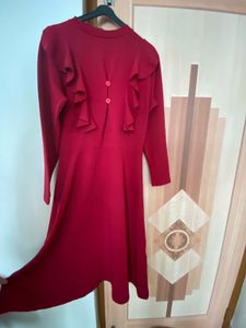 Elegant Red Ruffle Dress