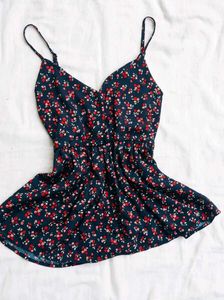 Ditsy Floral Navy Blue Babydoll Cami Top 🍒✨