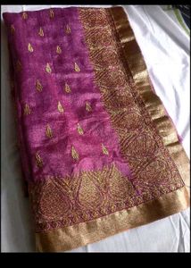 Elegant Pink Embroidered SILK Saree