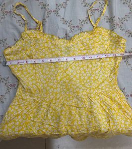 H&amp;M Yellow Floral Mini Dress with Straps
