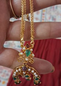 Exquisite Gold Plated Pendant with Pearls & Stones