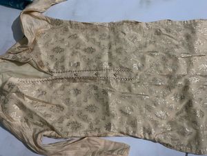 Elegant Cream Kurta with Gold Print