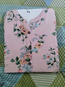 Pink Bird Print Kurta