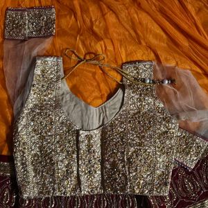 Stunning Orange &amp; Maroon Lehenga Choli Set