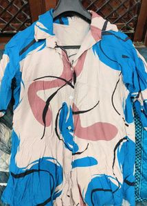 Unique Abstract Print Button-Up Shirt